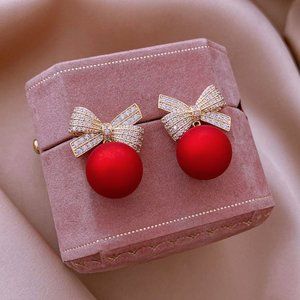 Korean Style Trendy Dangle Earrings - Shiny Bow